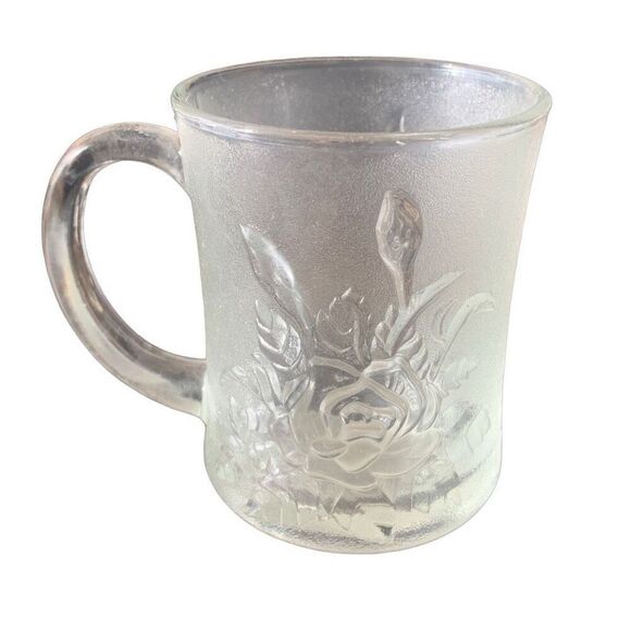 Vintage Pasari Livia Frosted Glass Rose Mug Cup Coffee Tea Classic Style - Picture 12 of 12